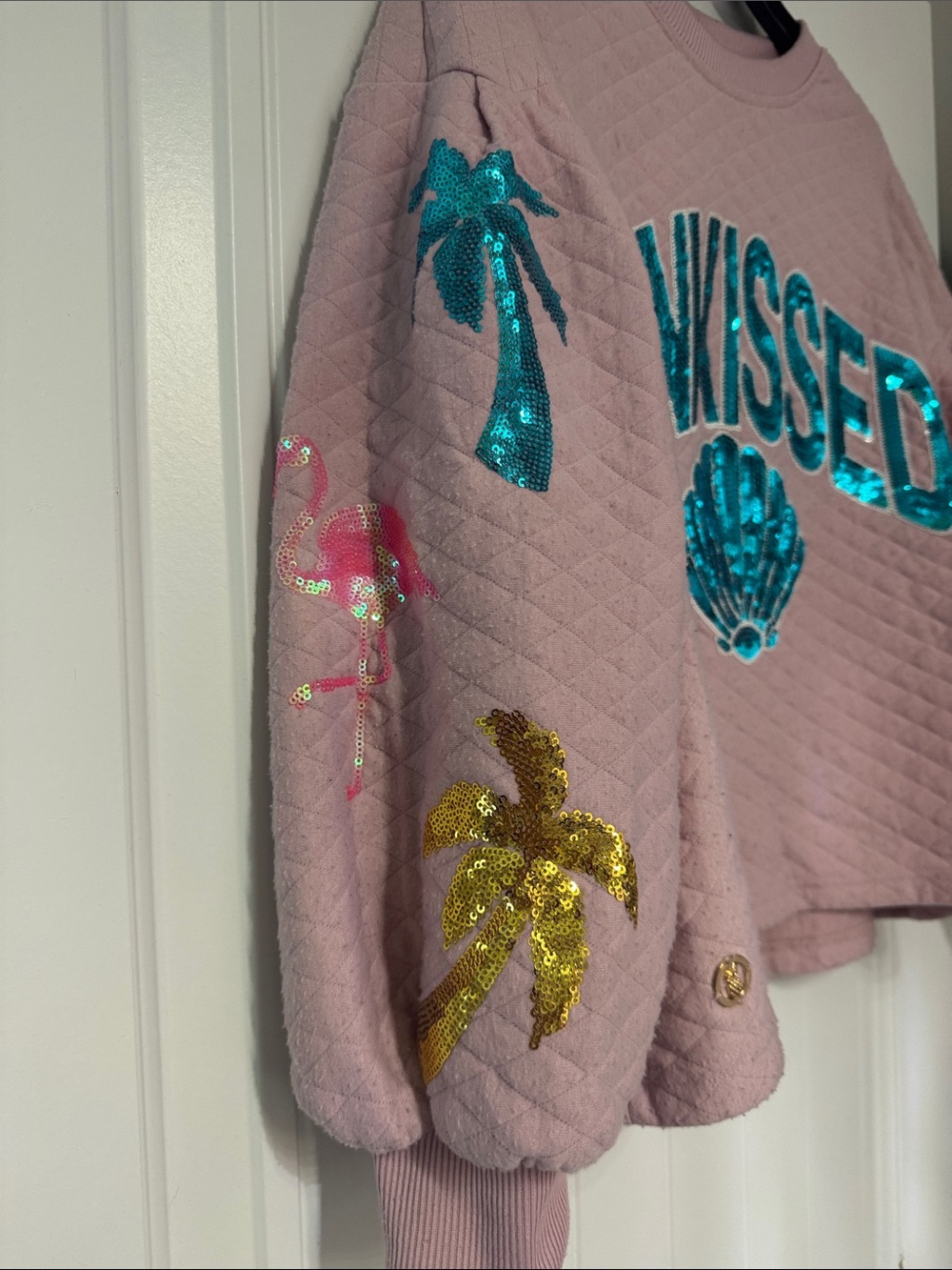 Simply Southern Sunkissed Sequin Shell Quilted Sweatshirt - Dusty Pink - Picture 3 of 6